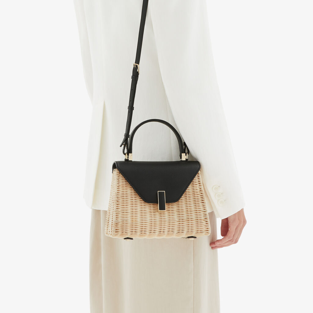 Iside Wicker Top Handle Mini Bag - Beige/Black - Midollino/Vitello VS - Valextra - 2