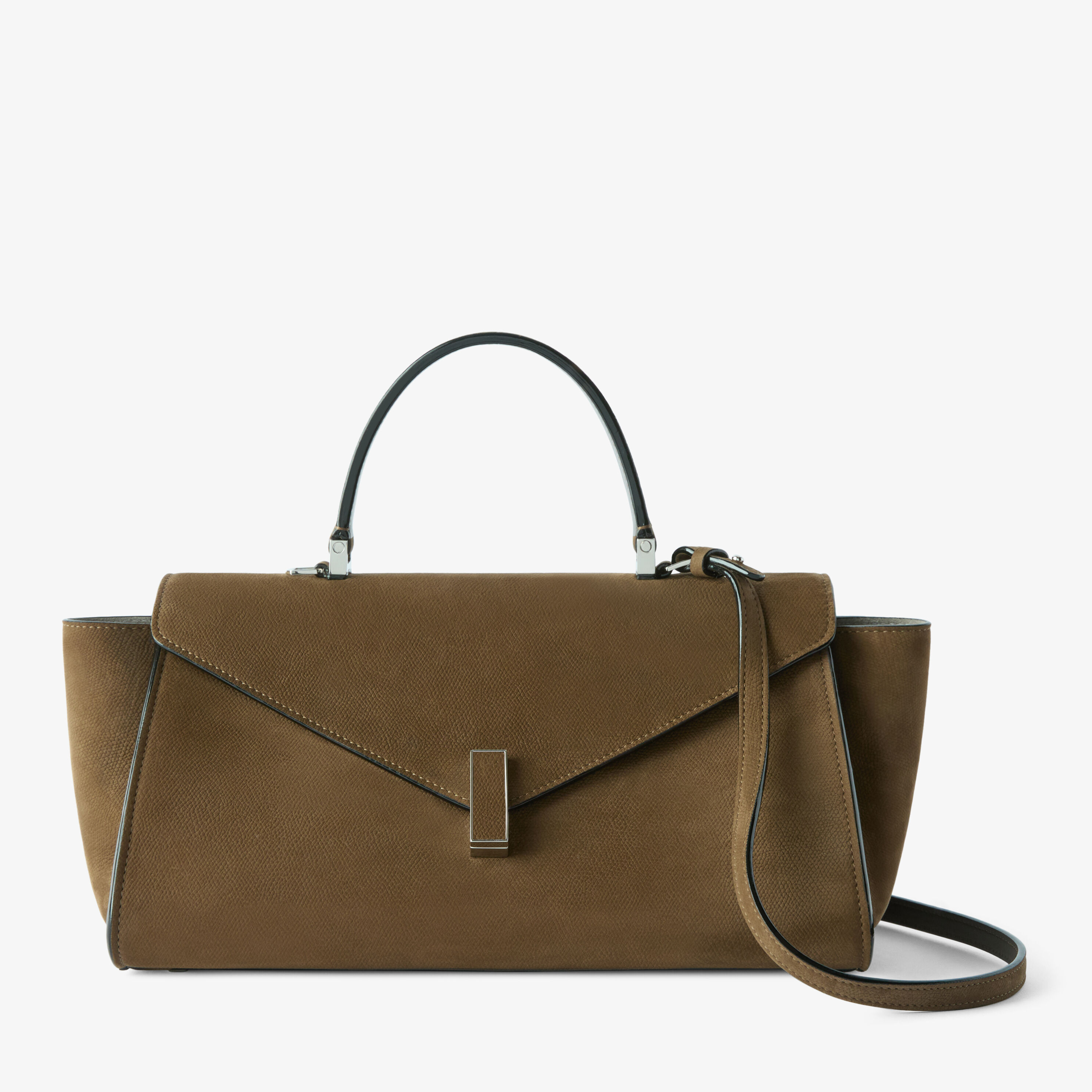 Women's Khaki Brown Luxury Leather Top Handle Bag | Valextra Iside
