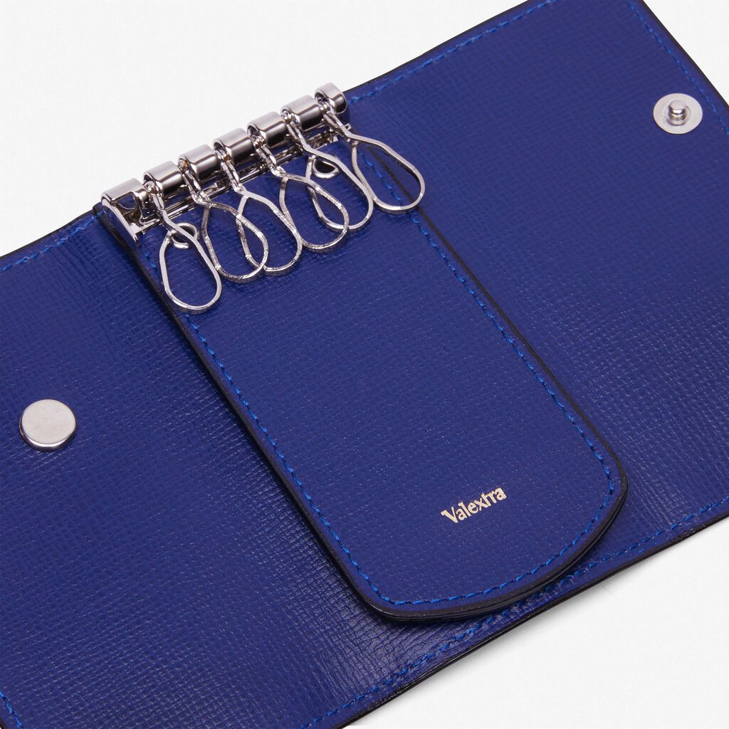 Key Holder 6 Hooks With Button - Royal Blue - Cuoio VL - Valextra - 2