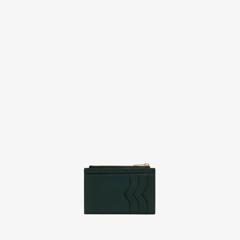 Card Holder 3CC with Zip - Valextra Green - Millepunte calf leather - Valextra - 1