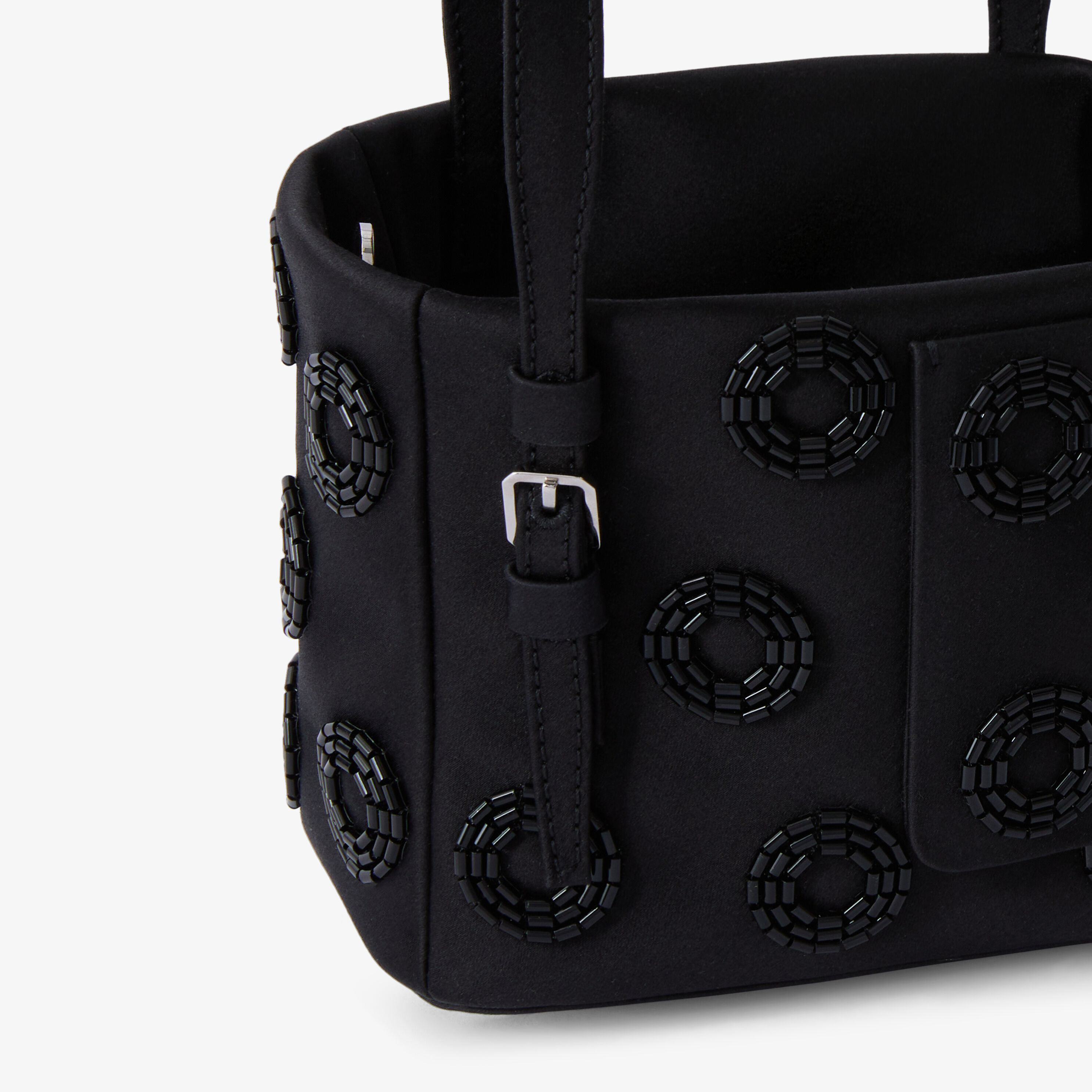 Women's Black Luxury Leather Fizz Bucket Nano Bag | Valextra Soft
