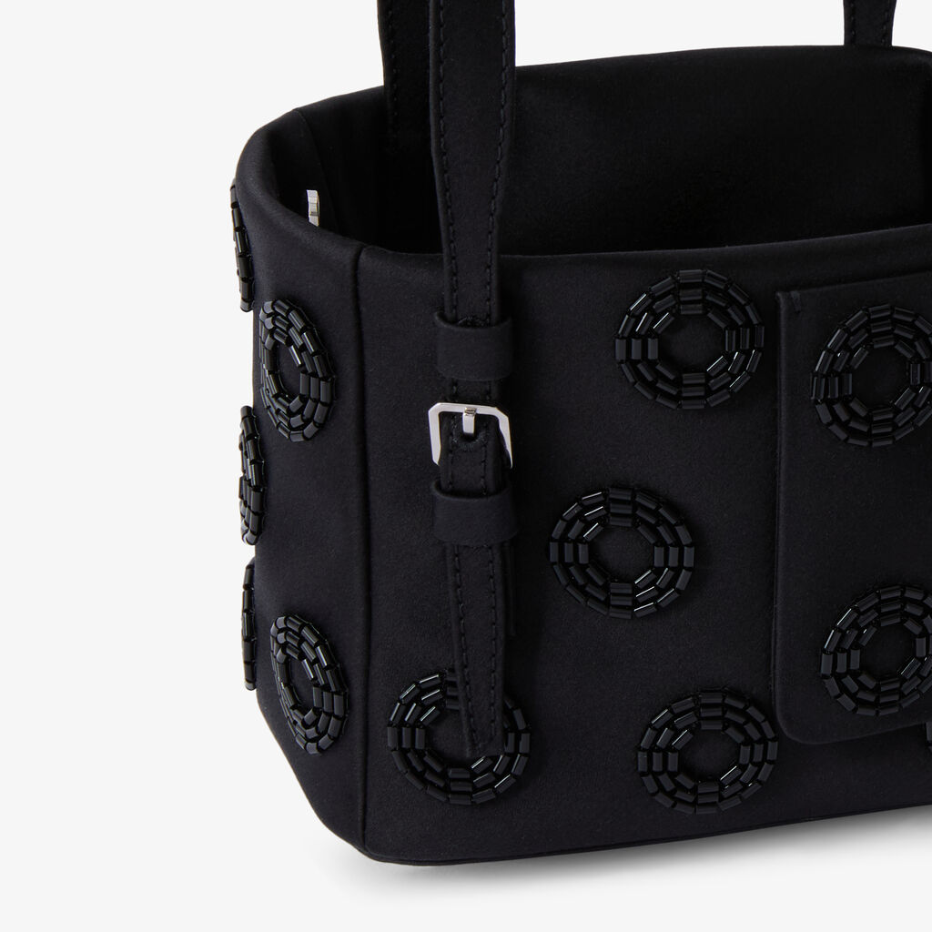 Soft Fizz Bucket Nano Bag - Black - Raso ricamo Girelle - Valextra - 4