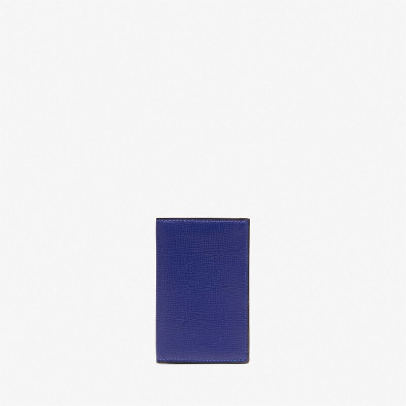 Card Case Onda - Royal Blue - Pavè calf leather - Valextra - 1