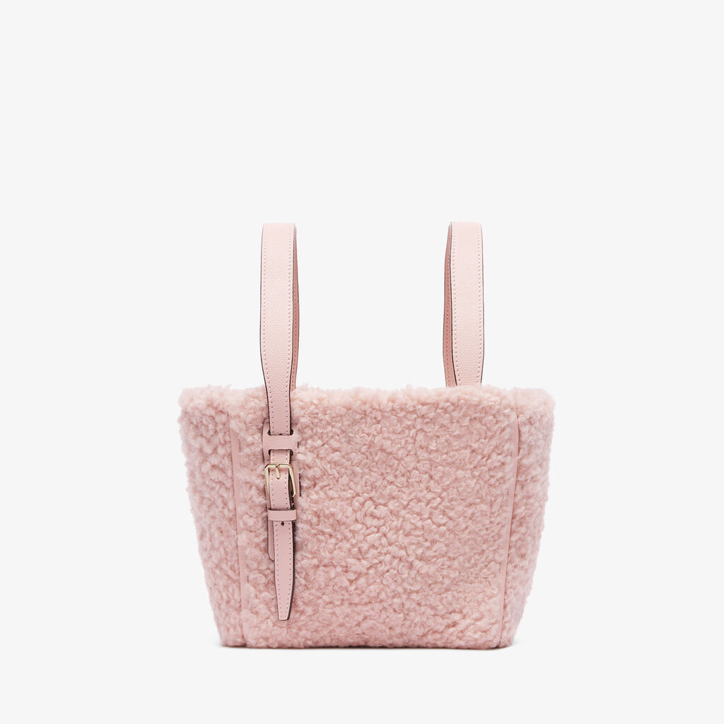 Soft Bouclè Bucket Micro Bag - Peony Pink - Tessuto Fur Riccio/Vitello VS - Valextra - 6
