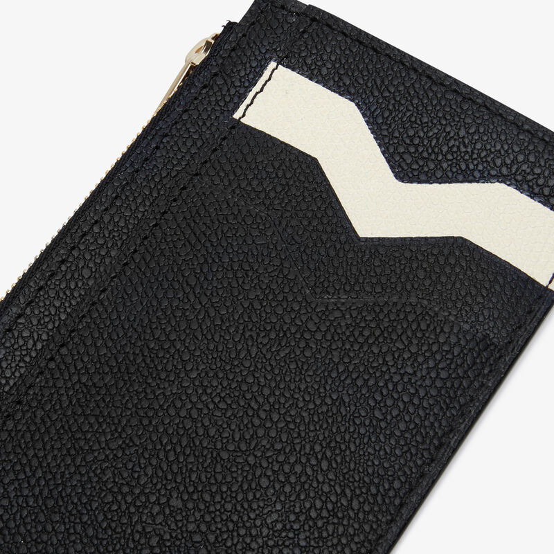 Card Holder 3CC with Zip - Black/Pergamena White - Millepunte calf leather - Valextra - 2