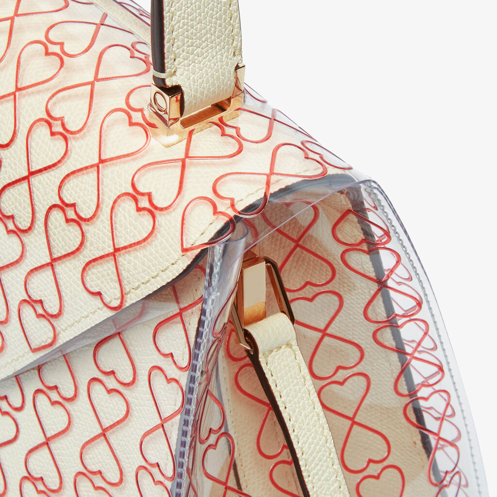 Love Iside Mini Raincoat - Transparent/Crimson Red - Ecoline Sheer con Stampa Cuori - Valextra - 3