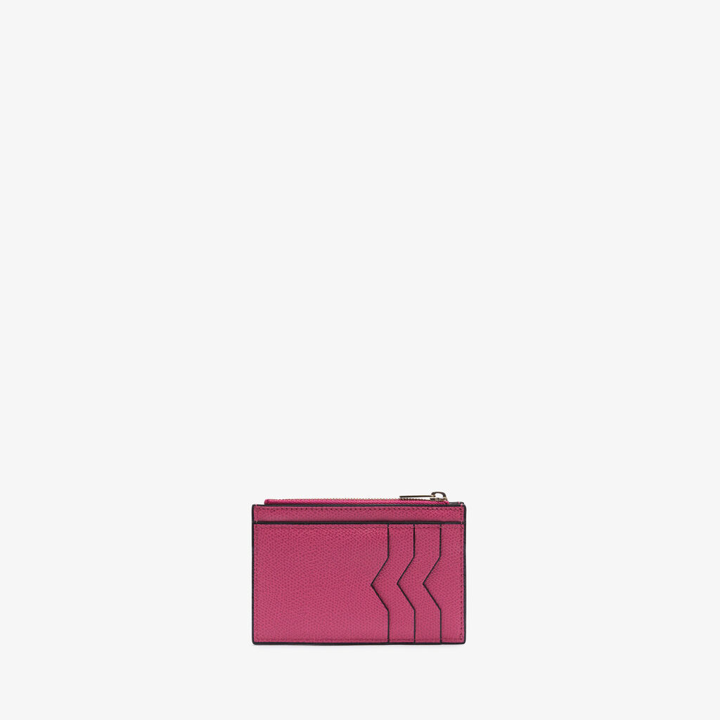 Card Holder 3CC with Zip - Magenta Red - Vitello VS - Valextra - 1