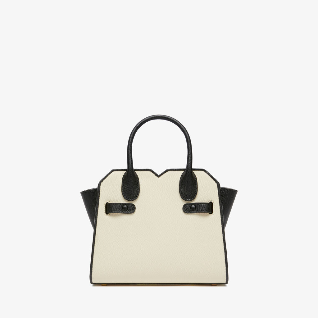 Milano Chiaroscuro Crossbody Micro Bag - Pergamena White/Black - Vitello Millepunte Soft - Valextra - 6
