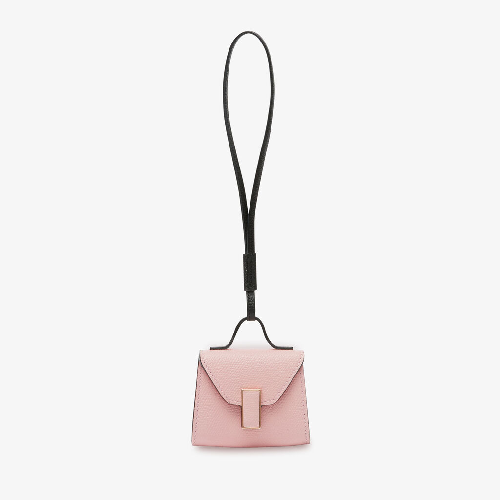 Iside Charm - Peony pink/Black - Vitello VS - Valextra - 1