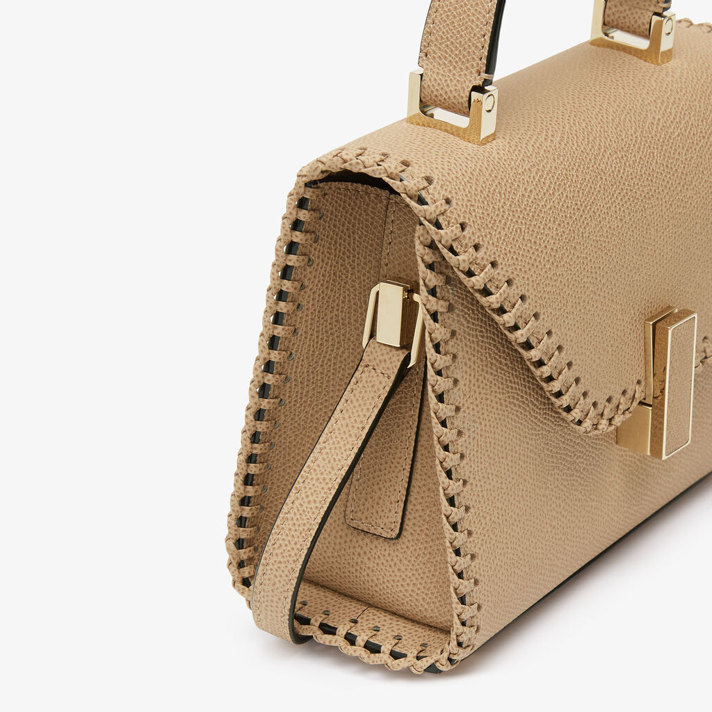 Iside Braided Crossbody Micro Bag - Cashmere Beige - Vitello VS-Infilatura Punto Festone - Valextra - 4