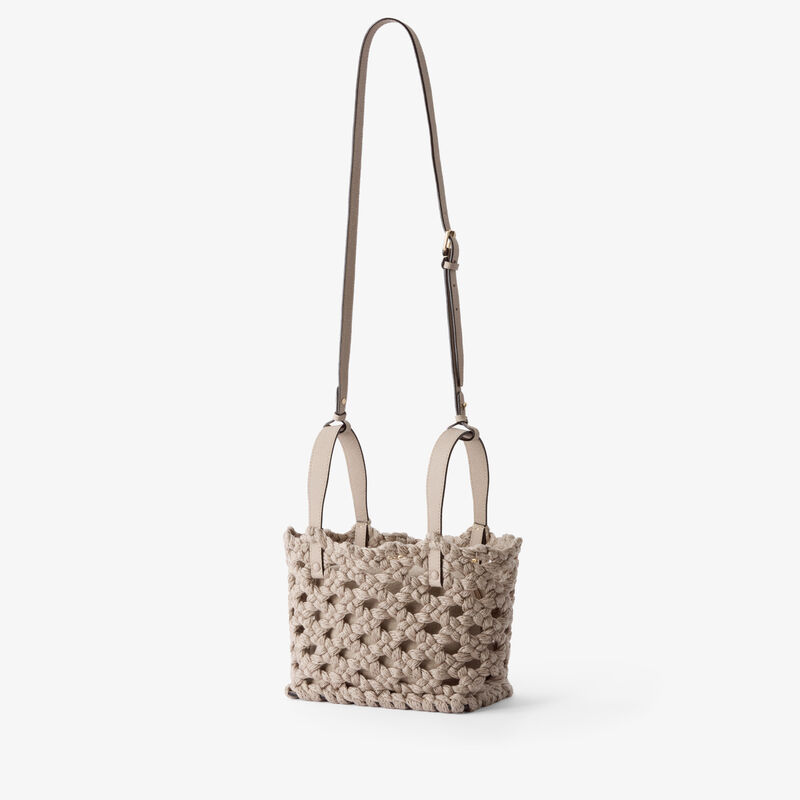 Soft Sportami Via Bucket Micro Bag - Nude Pink - Woven cotton and Millepunte calf leather - Valextra - 5