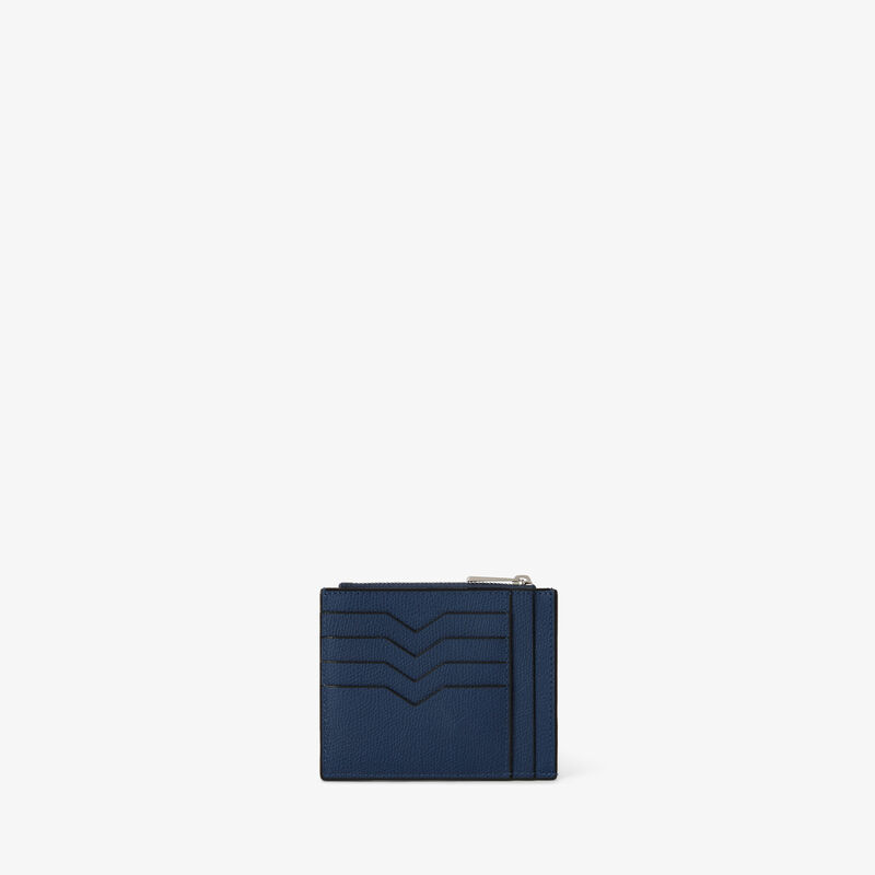 Card Holder 8CC with Zip - Sapphire Blue - Millepunte calf leather - Valextra - 1