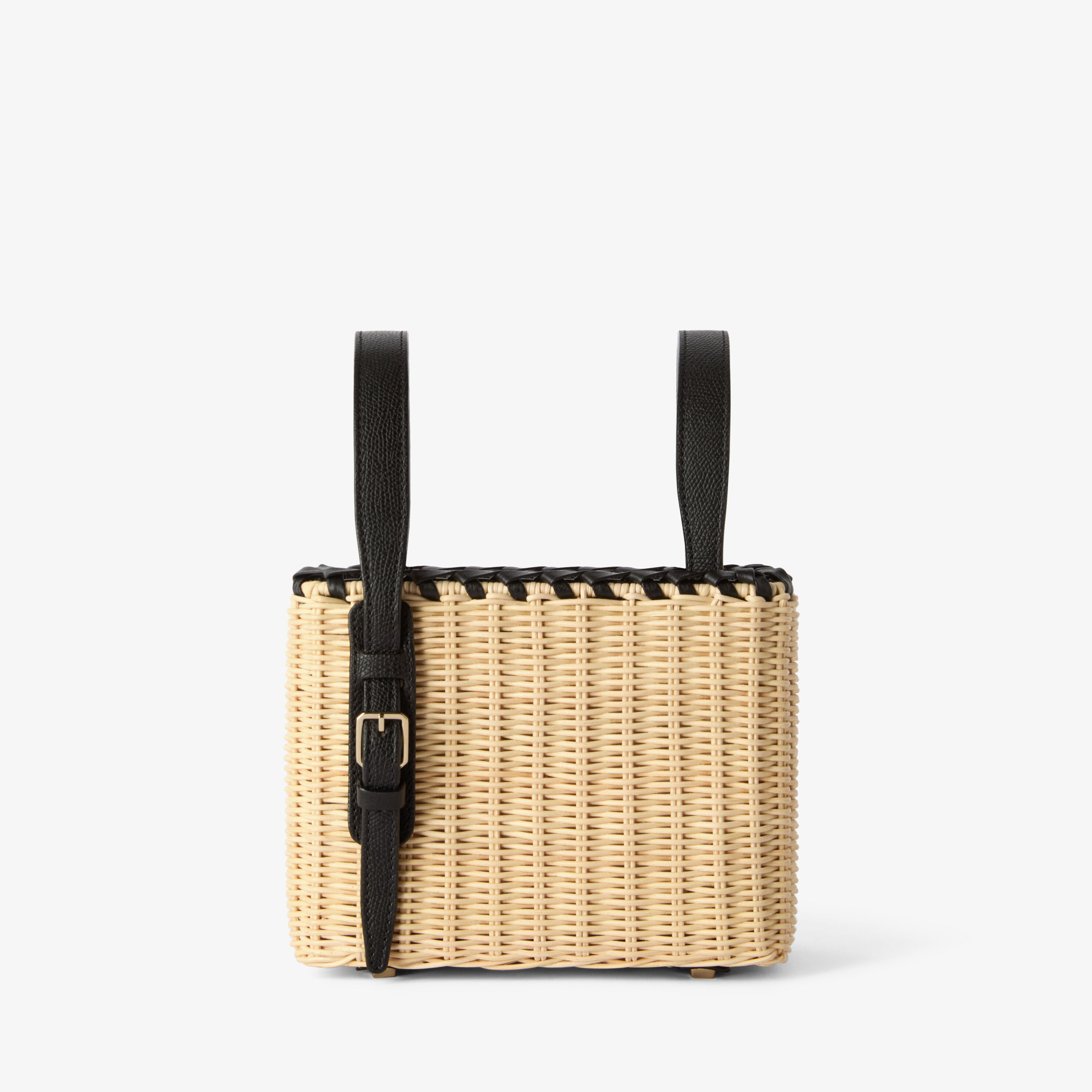 Women's Black Leather Wicker Bucket Micro Bag | Valextra Soft