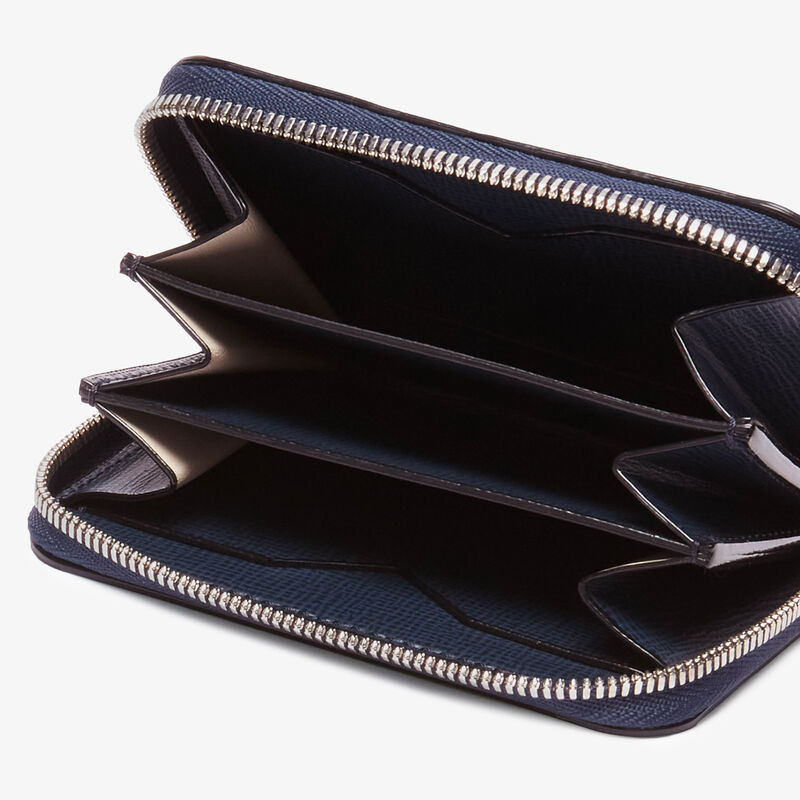 Card Holder Zip Around - Dark Blue - Pavè calf leather - Valextra - 2