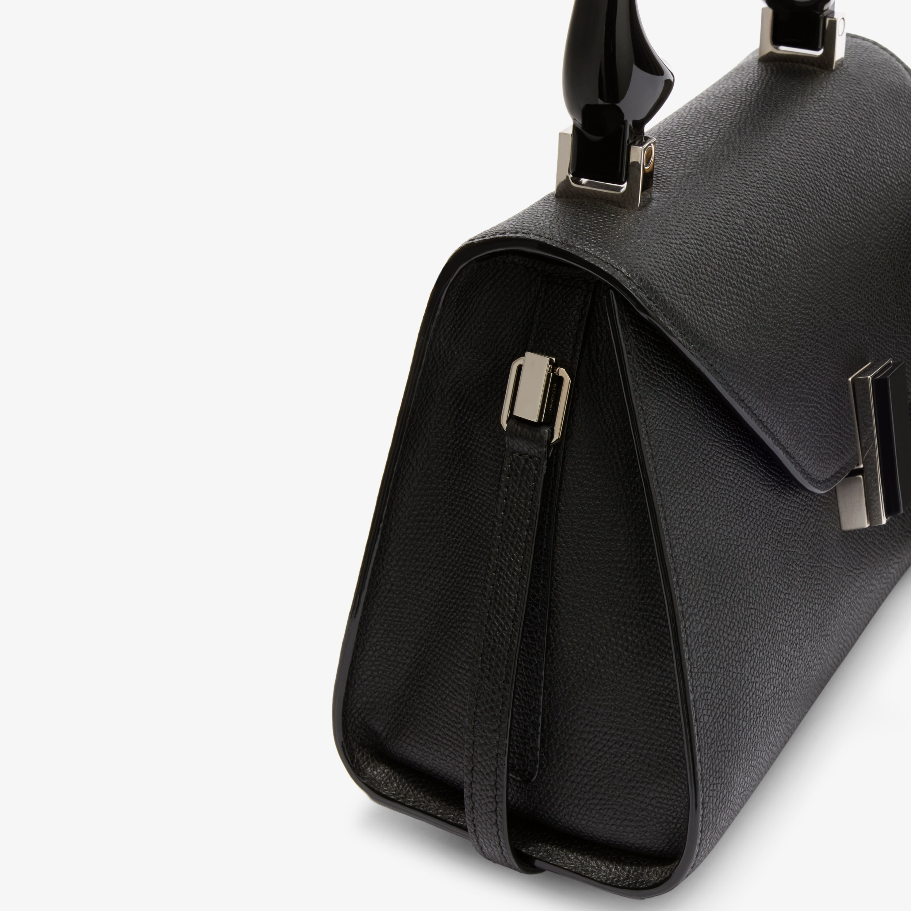 Women's Black Leather Iside Sculpt Top Handle Mini Bag | Valextra