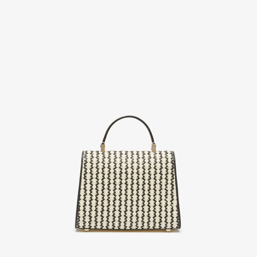 Iside Lace Crossbody Micro Bag - Pergamena White/Black - Vitello VS Intreccio - Valextra - 6