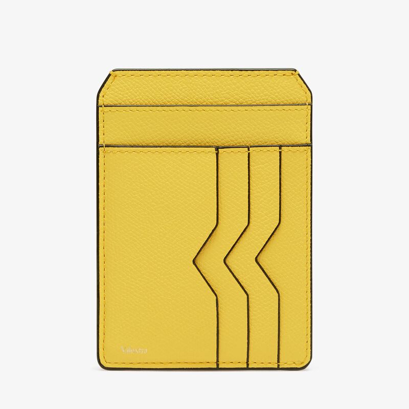 Card Case and Document Holder - Yellow - Millepunte calf leather - Valextra - 4
