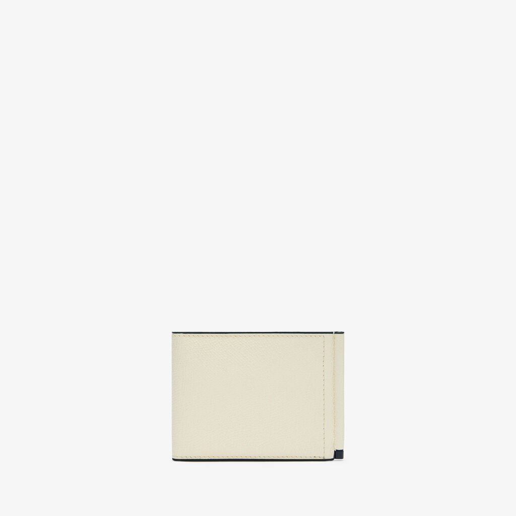 Grip 6cc wallet with botton - Pergamena White - Millepunte calf leather - Valextra - 3