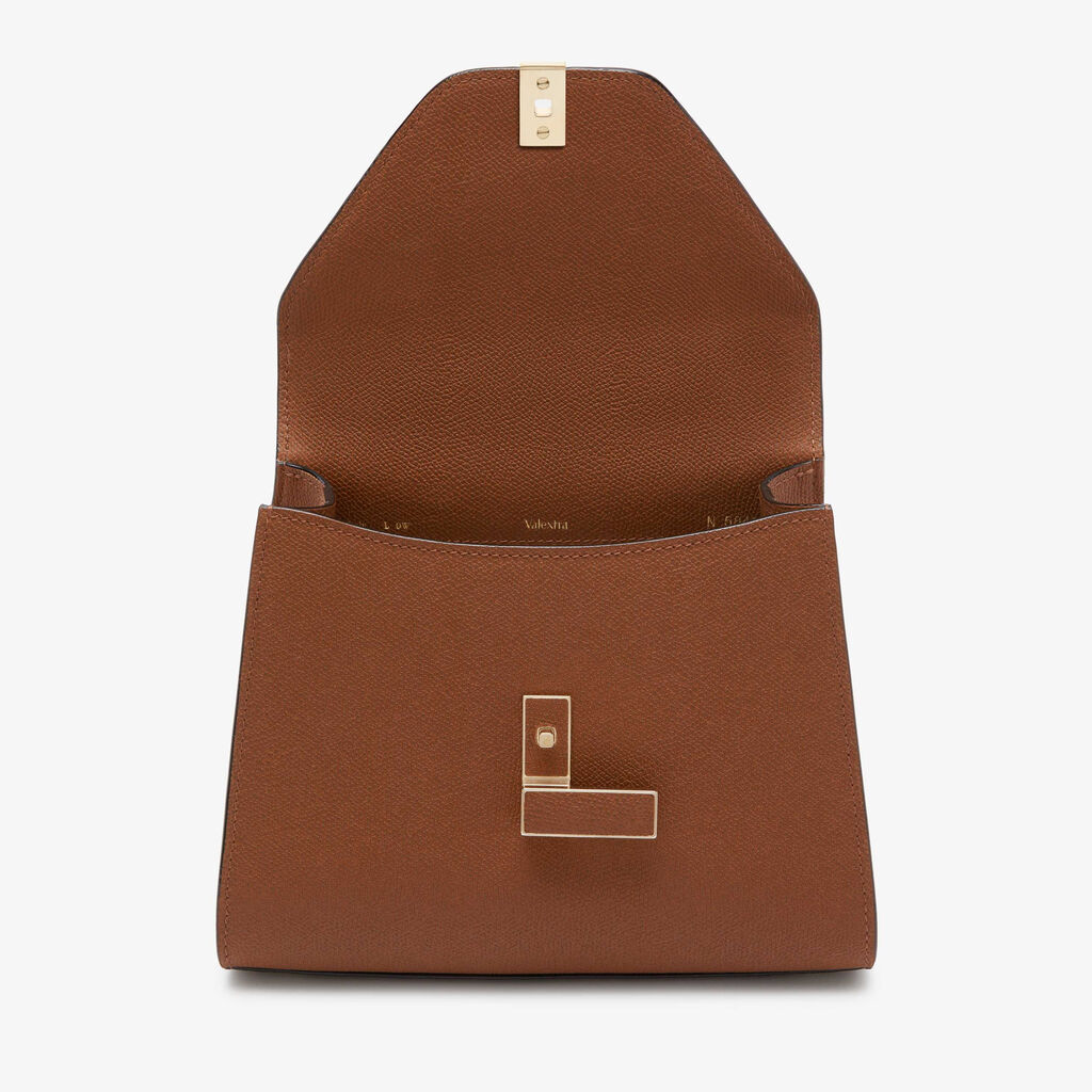 Iside Top Handle Mini Bag - Chocolate Brown - Millepunte calf leather - Valextra - 7