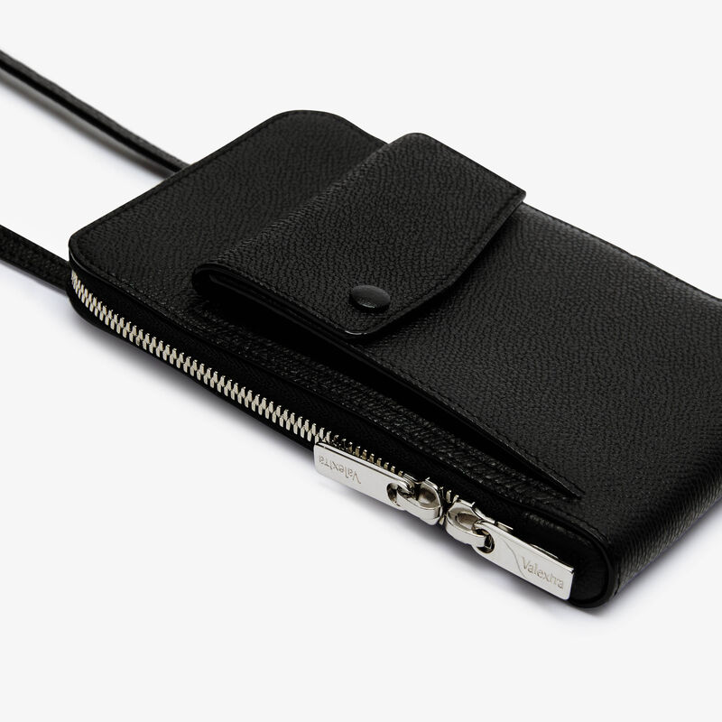 Crossbody Phone Case - Black - Millepunte calf leather - Valextra - 3
