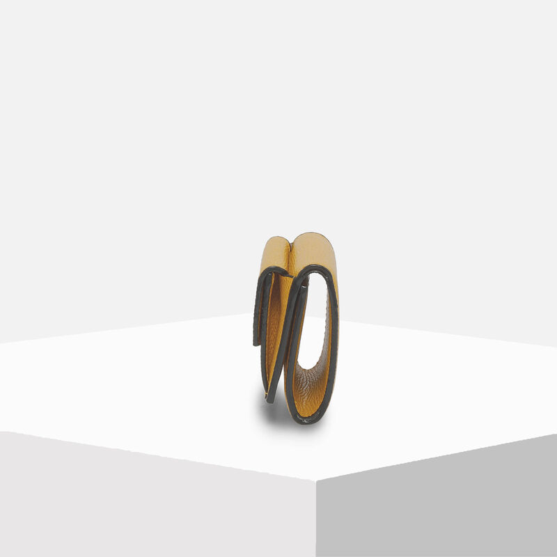 Small Wallet With Coin Holder - Ocher Yellow - Millepunte calf leather - Valextra - 4