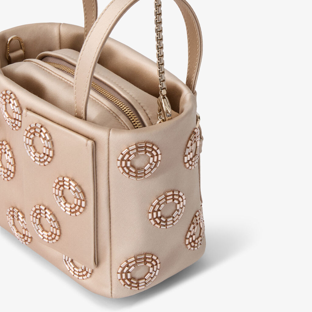 Soft Fizz Bucket Nano Bag - Sahara Brown - Raso ricamo Girelle - Valextra - 3