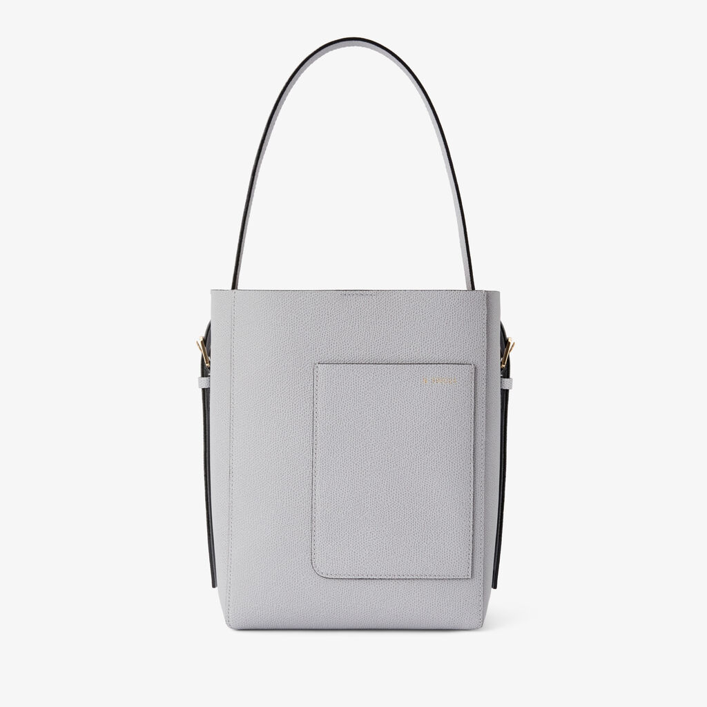 Soft Bucket Mini Bag - Stone Grey - Millepunte calf leather - Valextra - 1