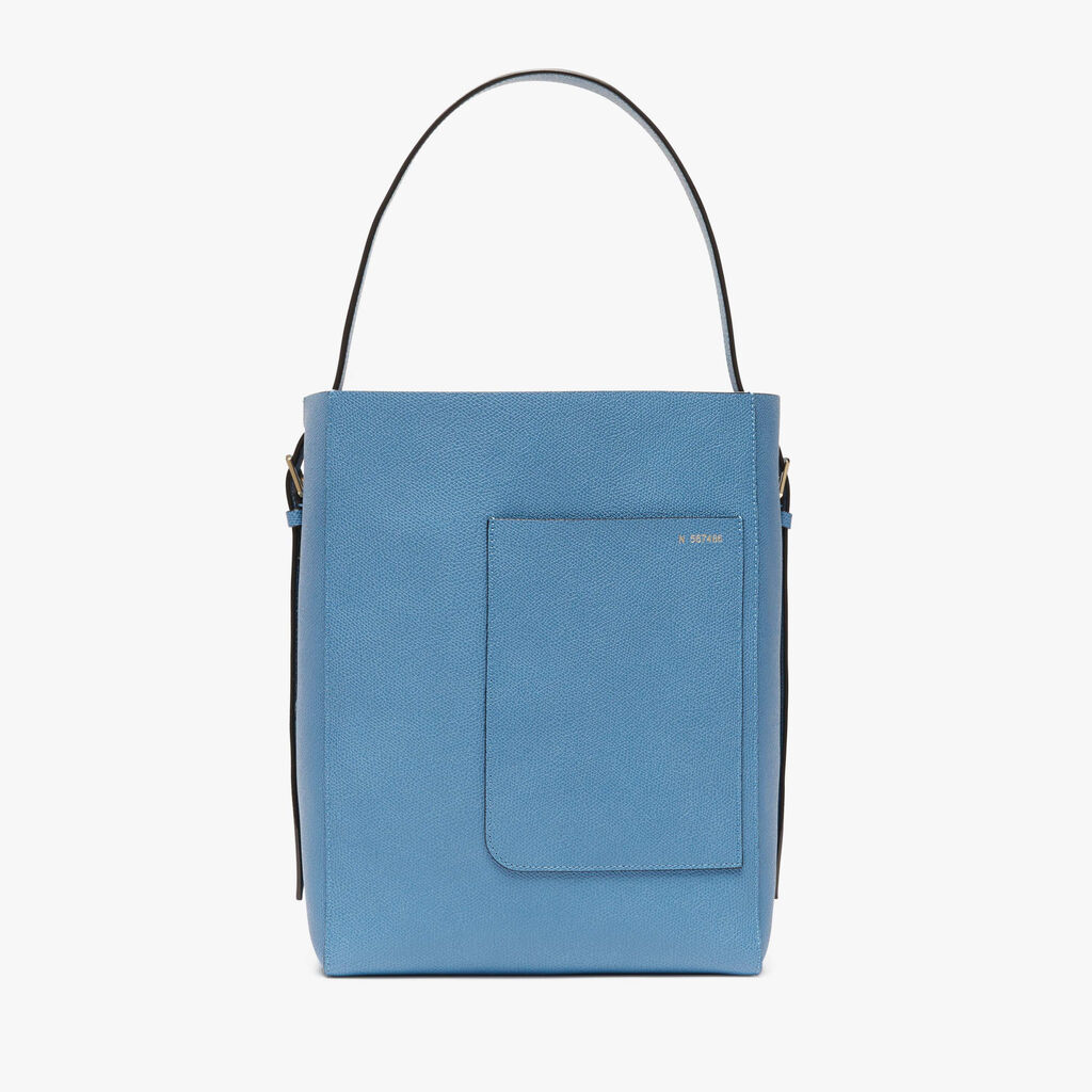 Soft Bucket Medium Bag - Nebula Blue - Vitello VS - Valextra - 7