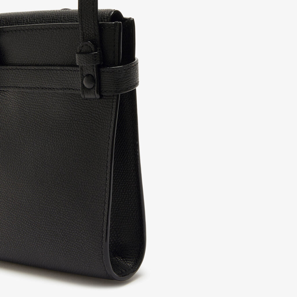 Brera B-Tracollina slim Crossbody micro bag - Black - Vitello VS - Valextra - 3