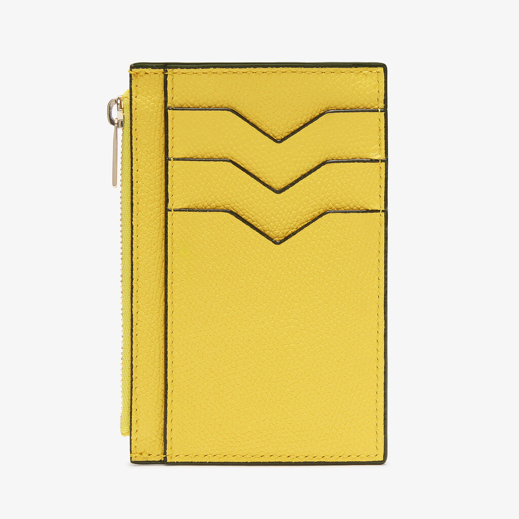 Card Holder 3CC with Zip - Yellow - Vitello VS - Valextra - 5