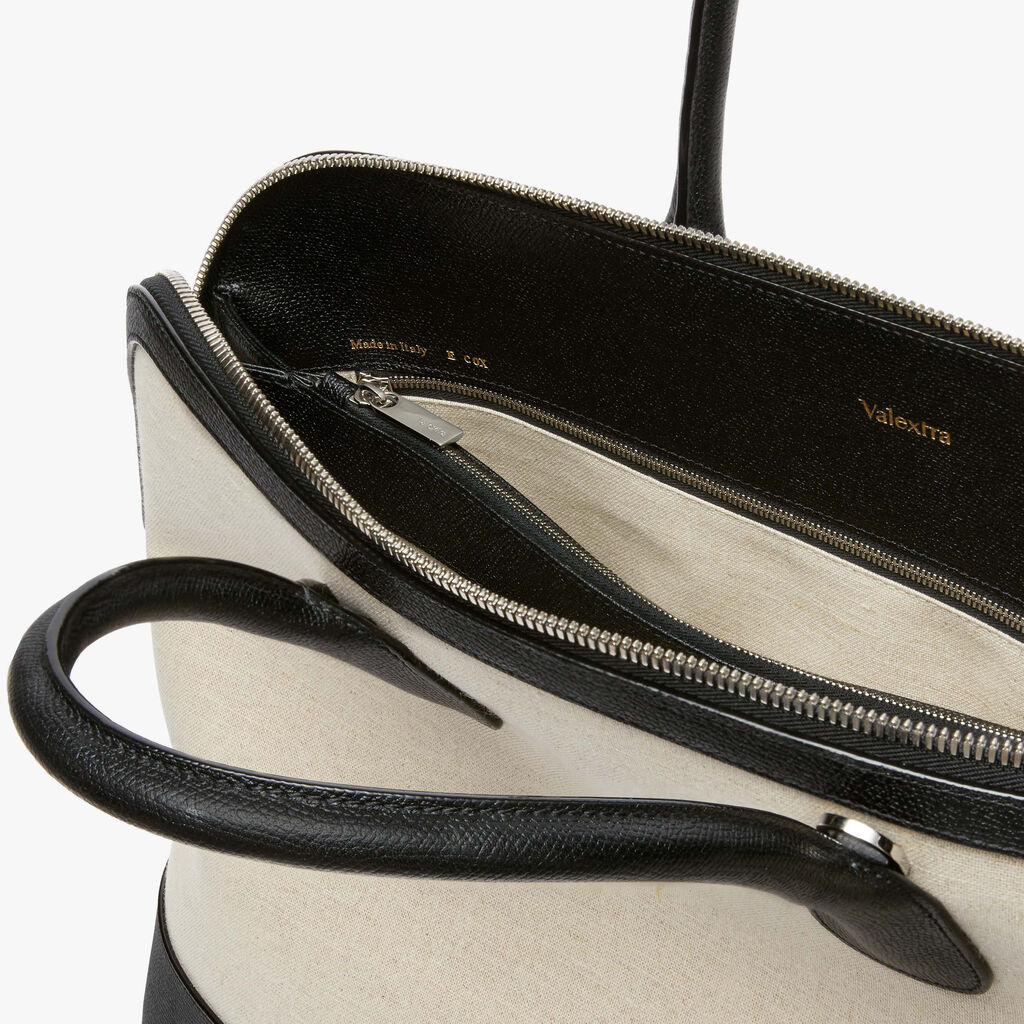 MyLogo Canvas Bowling Bag - Sand Brown/Black - Tessuto Canvas/VS - Valextra - 3