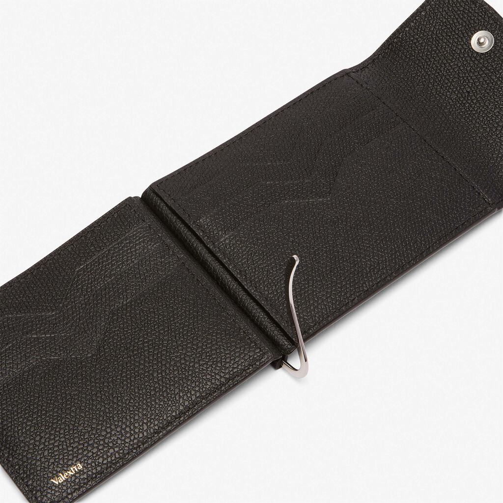 Grip 6cc wallet with botton - Black - Vitello VS - Valextra - 2