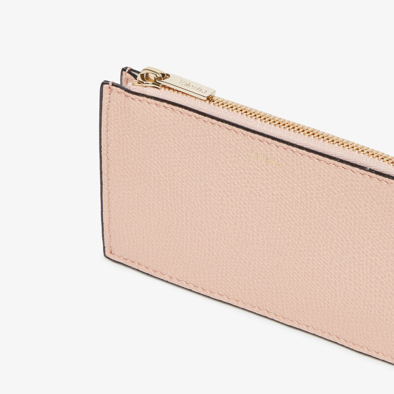 Card Holder 3CC with Zip - Bonne Mine Pink - Millepunte calf leather - Valextra - 2
