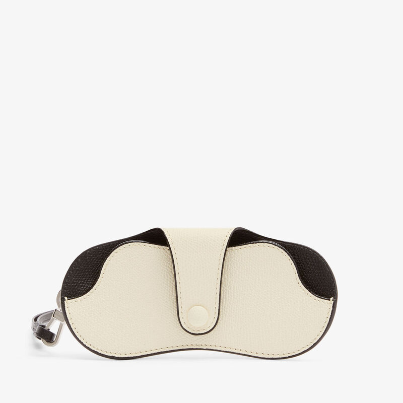 Porta Occhiali con Tracolla Exclusive - Bianco Pergamena/Nero - Pelle di vitello Millepunte - Valextra - 6