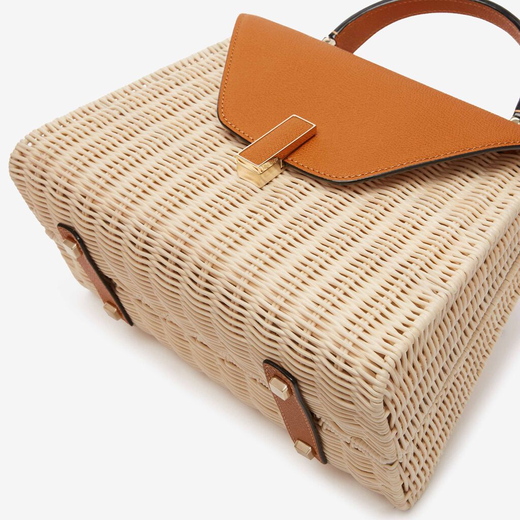 Iside Wicker Top Handle Medium Bag - Beige/Havana Brown - Midollino/Vitello VS - Valextra - 5