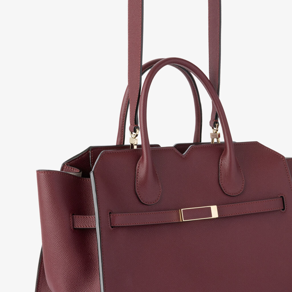 Milano Two Handles Medium Bag - Claret Red - Millepunte Soft calf leather - Valextra - 4