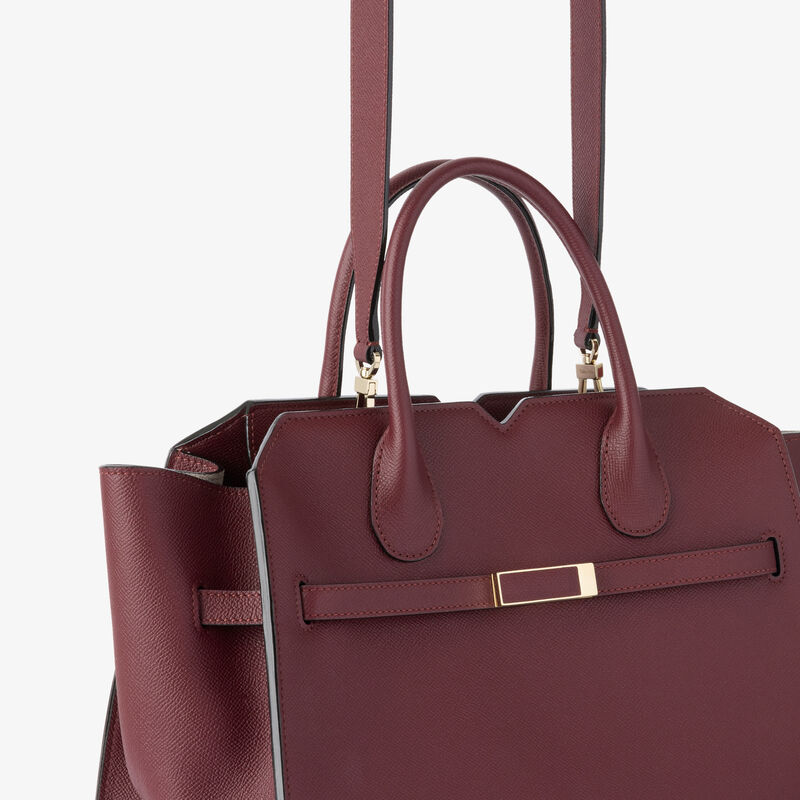 Milano Two Handles Medium Bag - Claret Red - Millepunte Soft calf leather - Valextra - 4