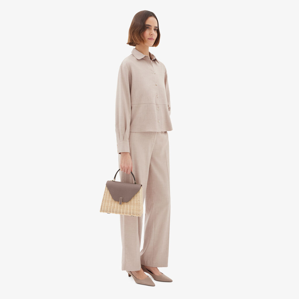 Iside Wicker Top Handle Medium Bag -  - Natural wiker and Millepunte calf leather - Valextra - 2