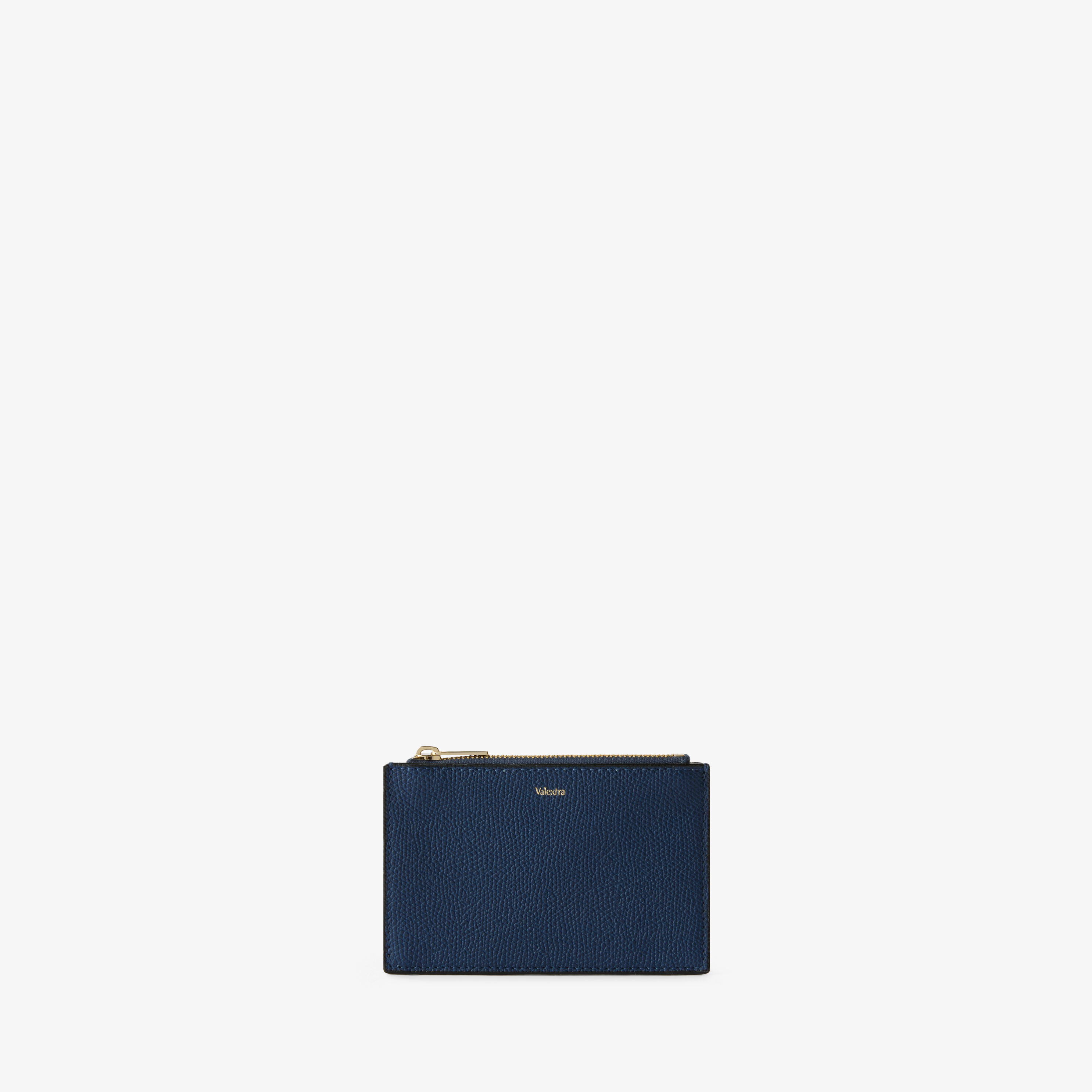Sapphire Blue Leather Luxury Card Holder 3CC with Zip | Valextra
