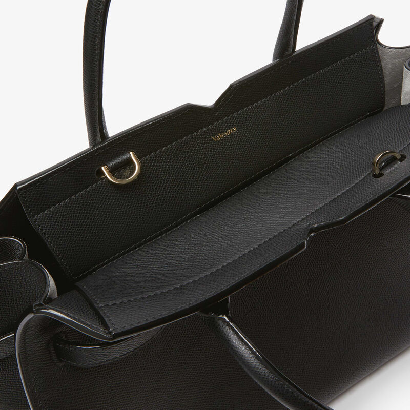 Milano Two Handles Medium Bag - Black - Millepunte Soft calf leather - Valextra - 4