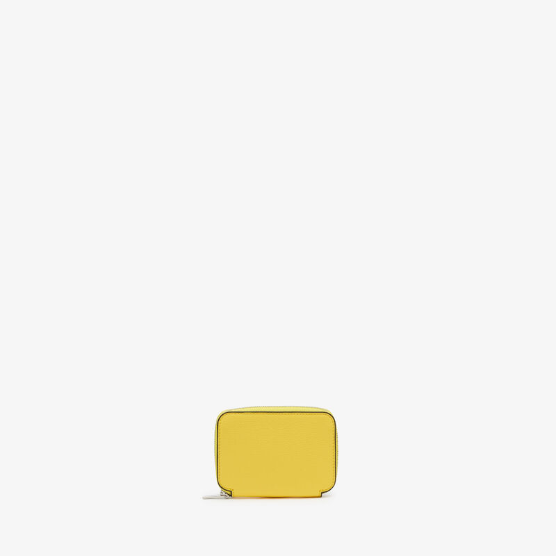 Card Holder Zip Around - Yellow - Millepunte calf leather - Valextra - 3