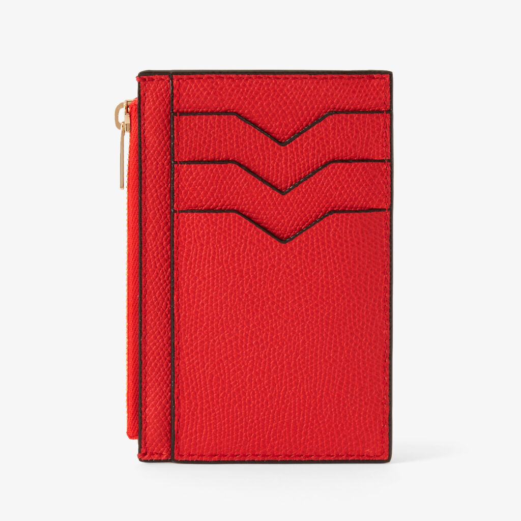 Card Holder 3CC with Zip - Crimson Red - Vitello VS - Valextra - 5
