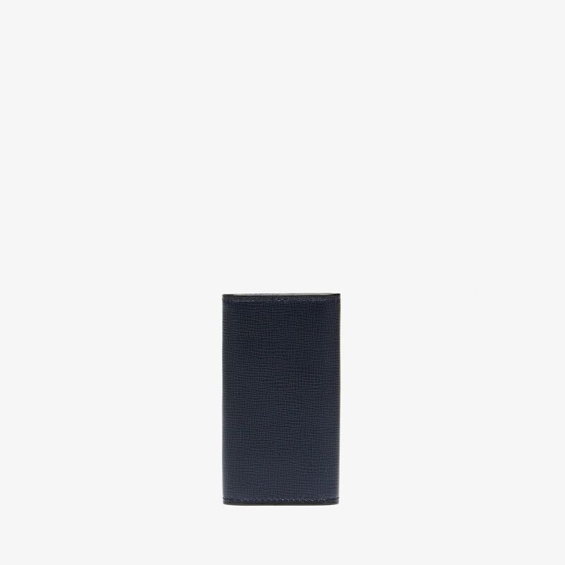 Key Holder 6 Hooks With Button - Dark Blue - Pavè calf leather - Valextra - 3