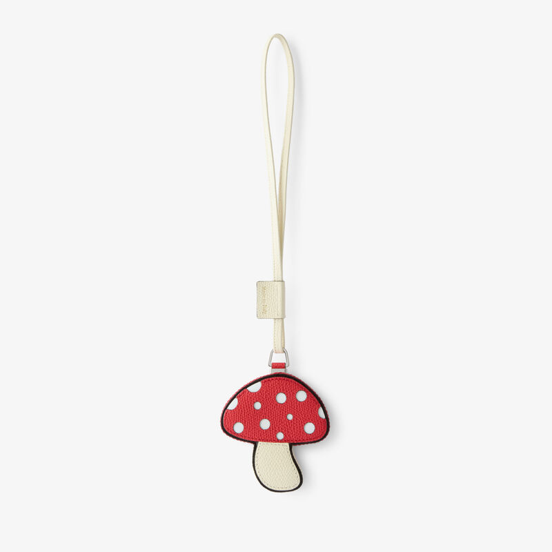 Mushroom 3D Charm - Crimson Red/ Pergamena White/Sahara Brown - Millepunte calf leather - Valextra - 3