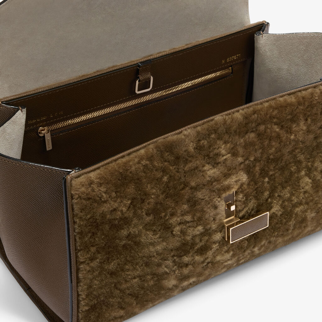 Iside Editor Shearling Top Handle Bag -  - Montone Merinos/Vitello Millepunte Soft - Valextra - 4
