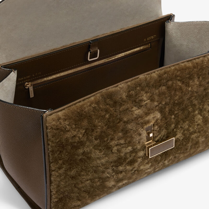 Iside Editor Shearling Top Handle Bag -  - Montone Merinos/Vitello Millepunte Soft - Valextra - 4