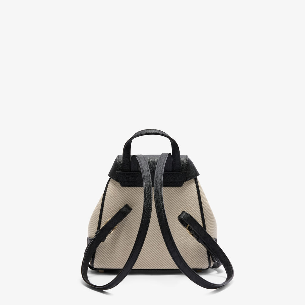 Iside Textured Canvas Backpack Mini -  - Canvas Eutolbat/Vitello Millepunte Soft - Valextra - 7
