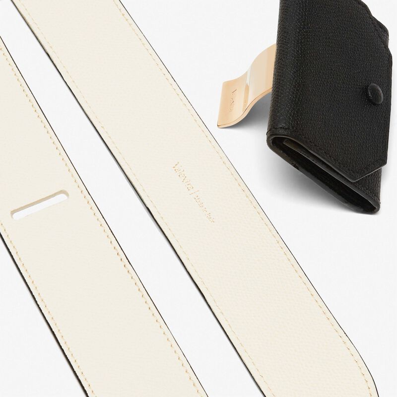 Shoulder Strap with Coin Purse - Pergamena White/Black - Millepunte calf leather - Valextra - 4