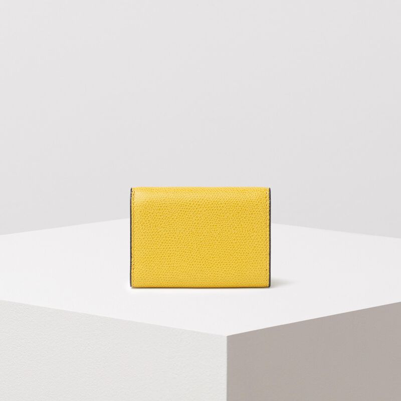 Small Wallet With Coin Holder - Ocher Yellow - Millepunte calf leather - Valextra - 5