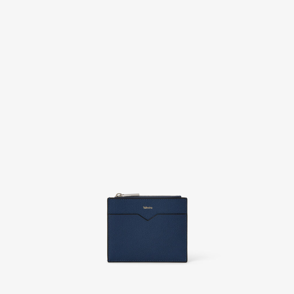 Card Holder 8CC with Zip - Sapphire Blue - Vitello VS - Valextra - 4